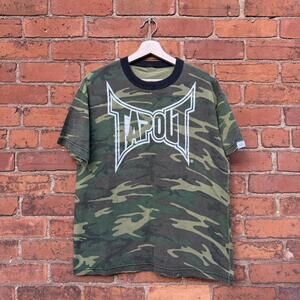 vintage tapout camo ringer t shirt 00s L